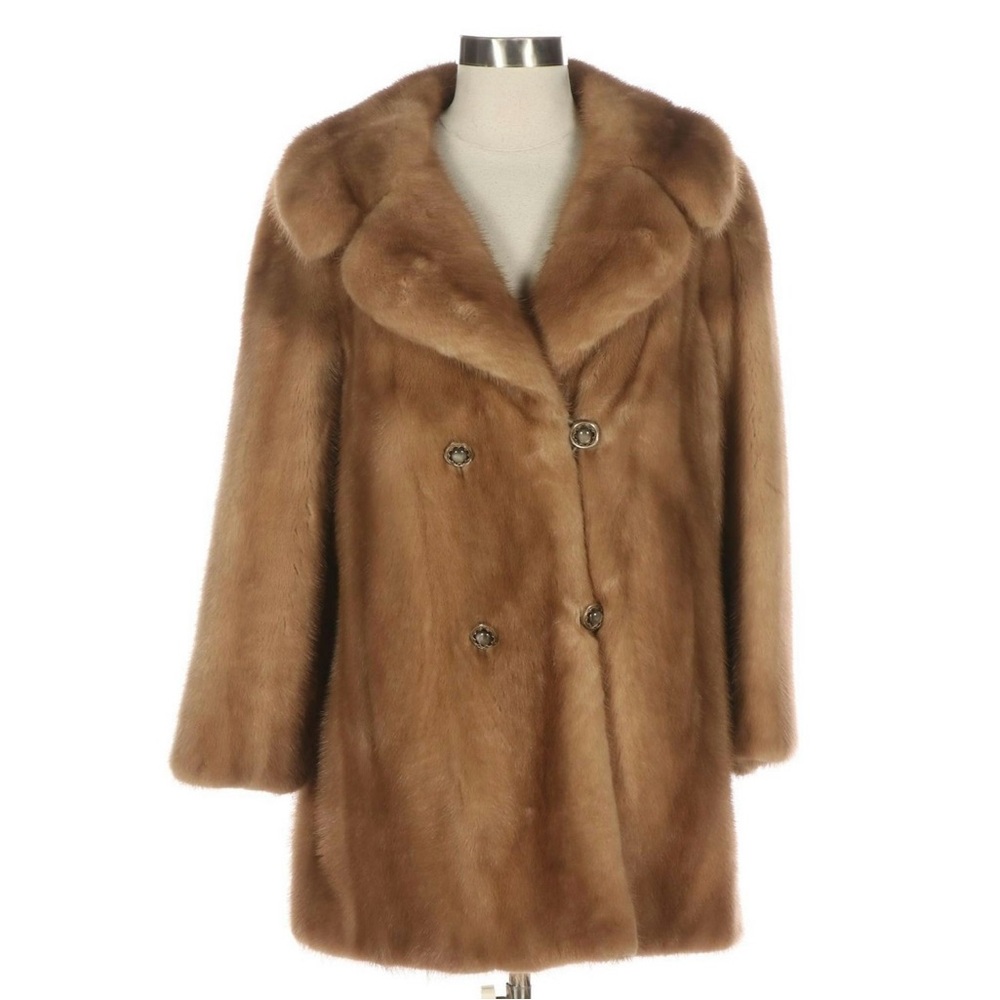 Mink Fur Double-breasted Stroller Coat from Rikes